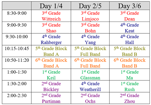 Music Schedule